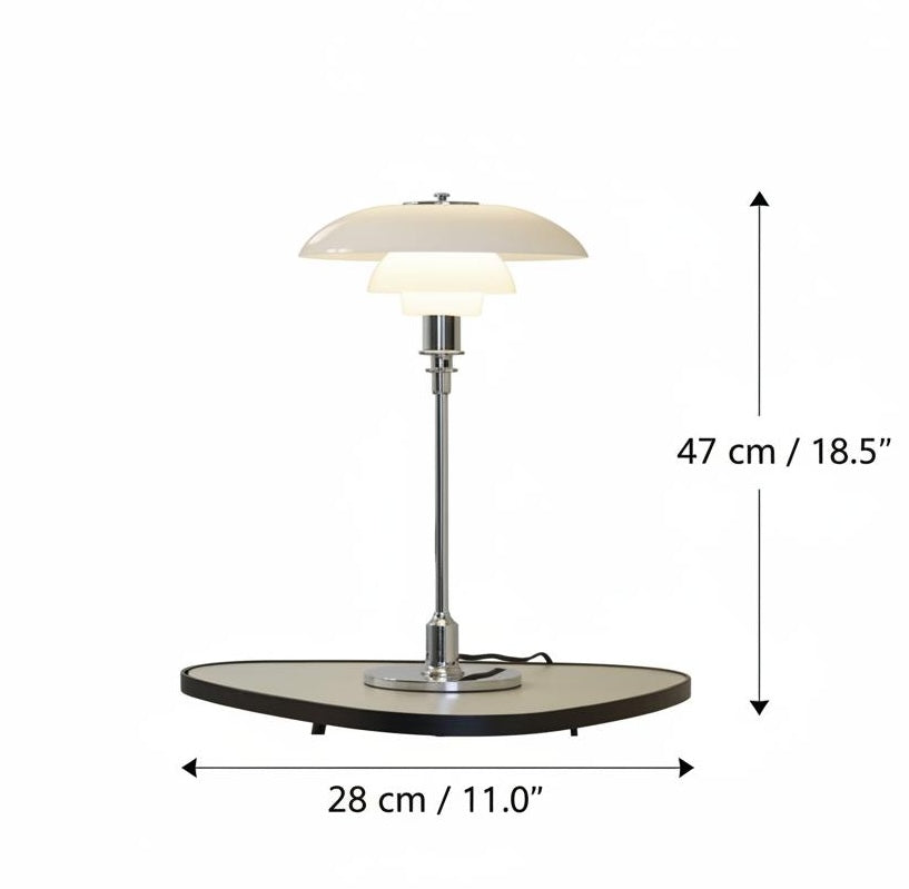 Dimensions and specifications of opal glass table lamp
