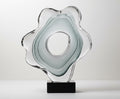 Detail view of smoked teal glass layering and central void