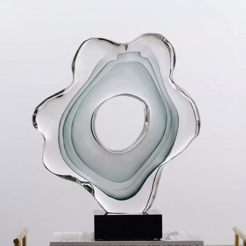 Context view of glass sculpture styled in luxury interior