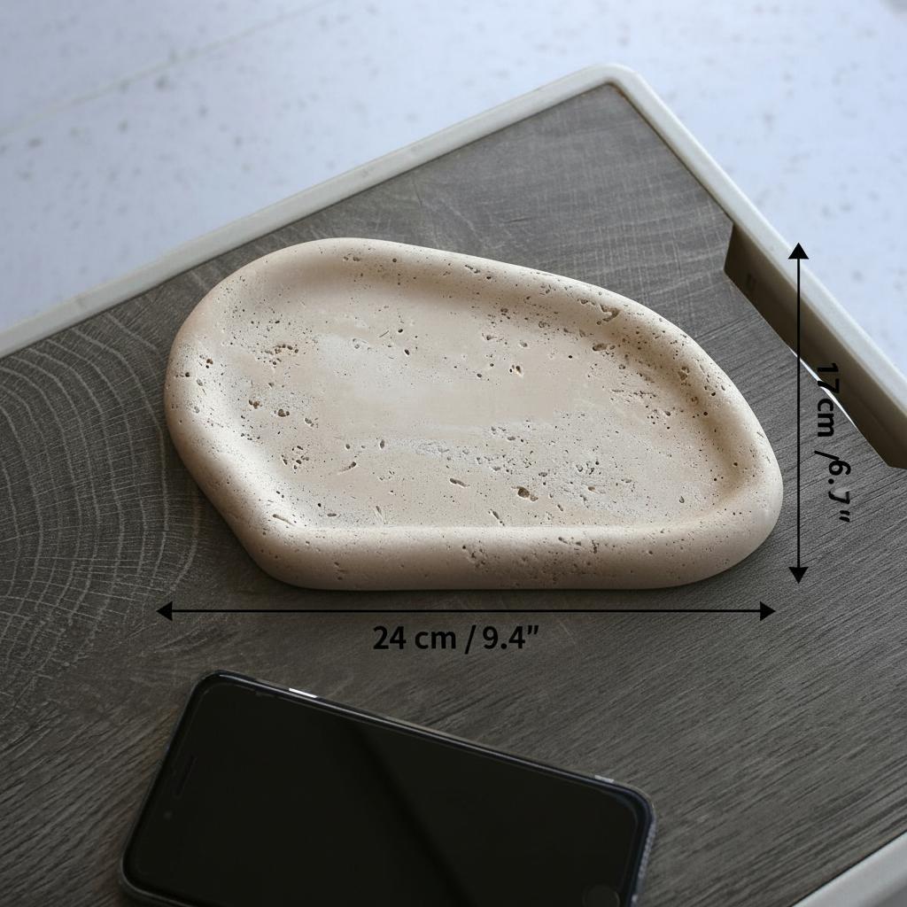 Beige travertine tray dimensions top view