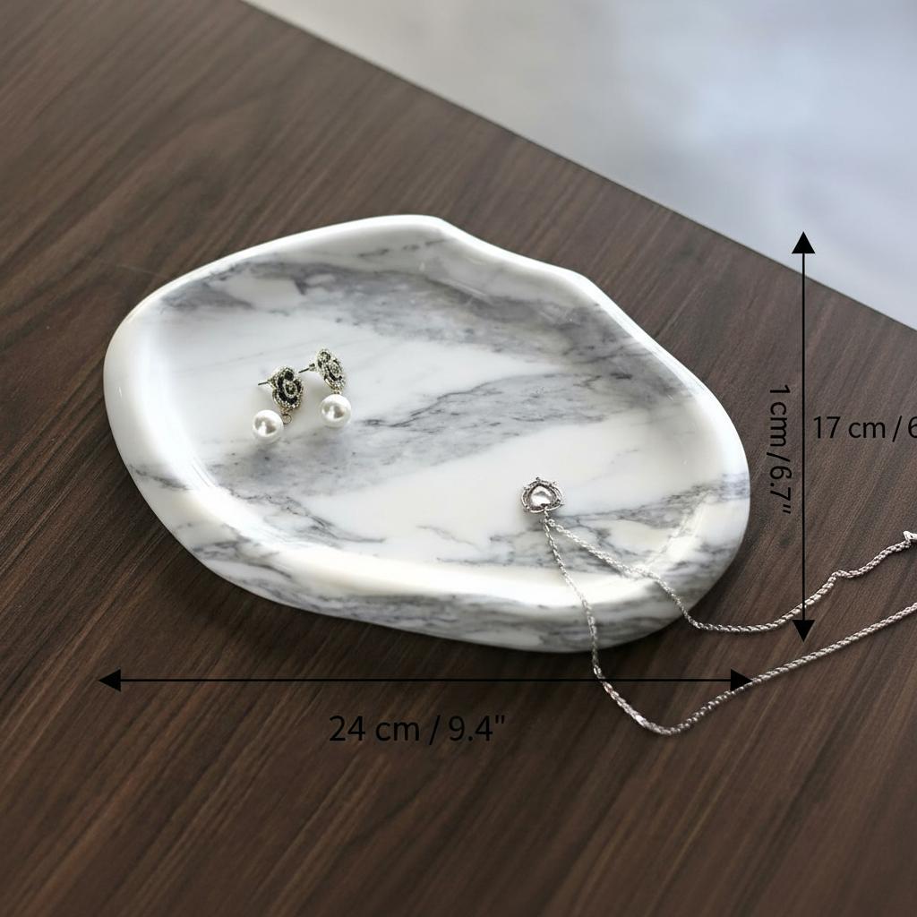 White marble tray dimensions top view