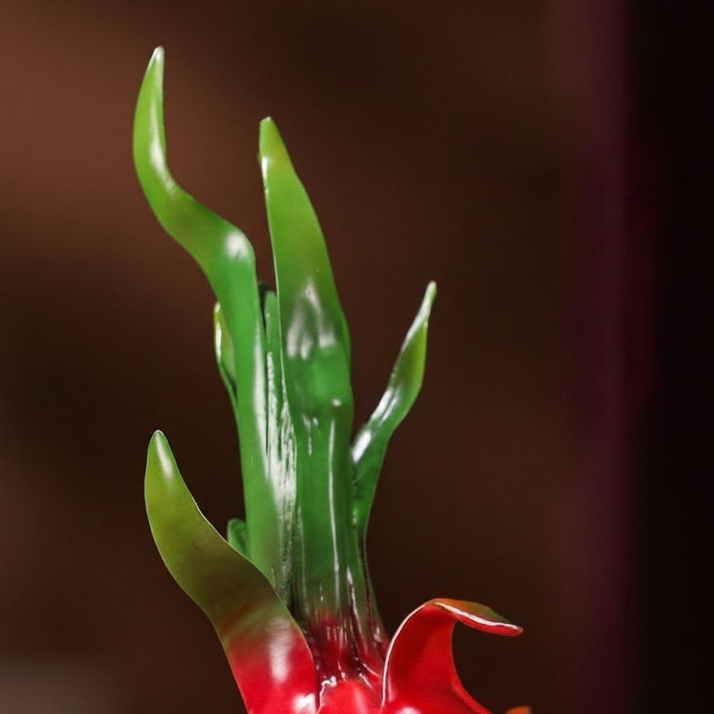 Close up detail of the green brass leaves