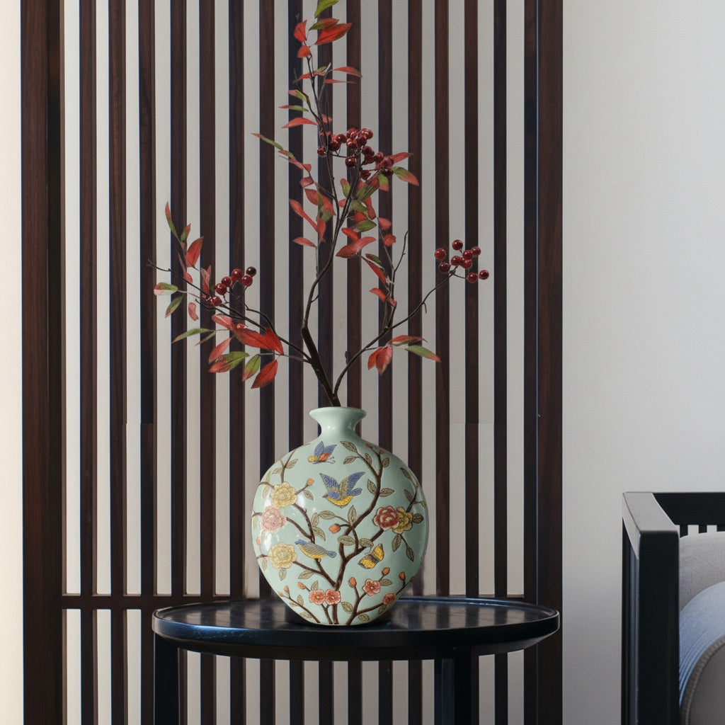 Painted Ceramic Round Vase
