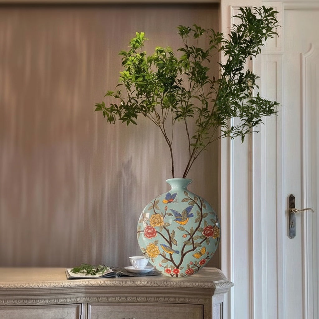 Painted Ceramic Round Vase