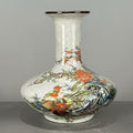 Painted Porcelain Bulbous Vase With Rooster And Floral Motif