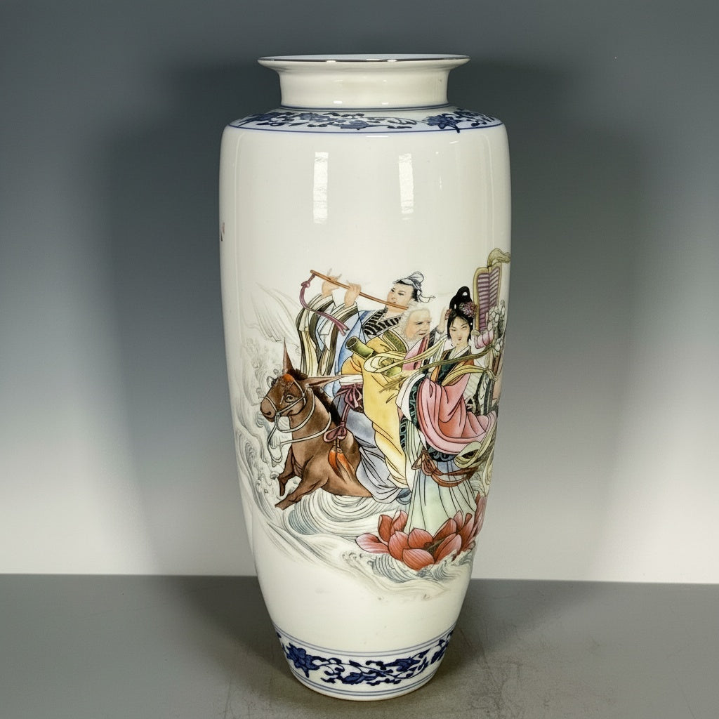 Painted Porcelain Cylindrical Vase