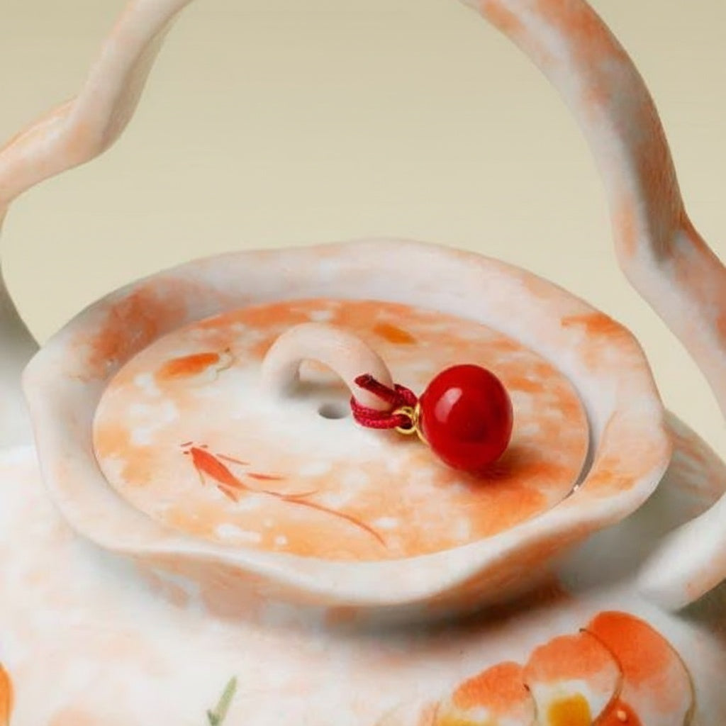 Painted Porcelain Floral Teapot lid detail