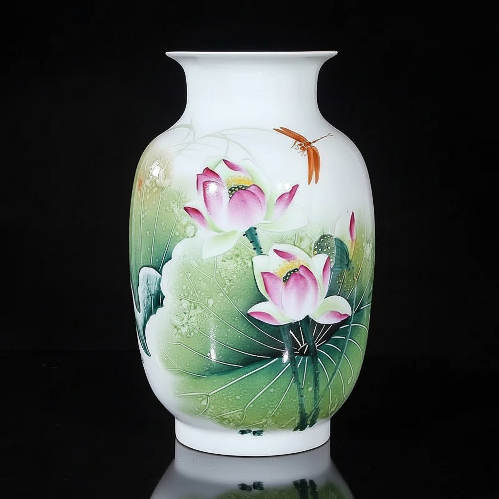 Painted Porcelain Lotus Ovoid Vase