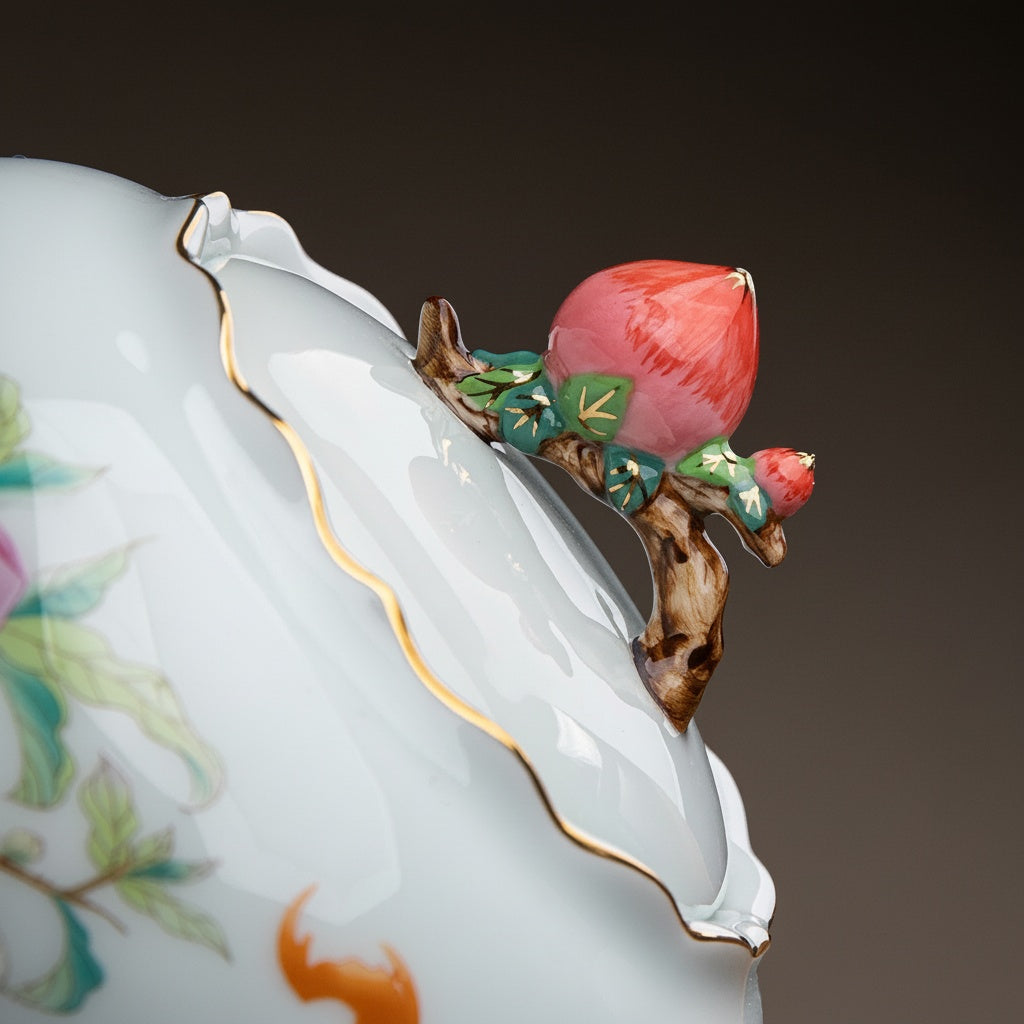 Painted Porcelain Round Lidded Jar