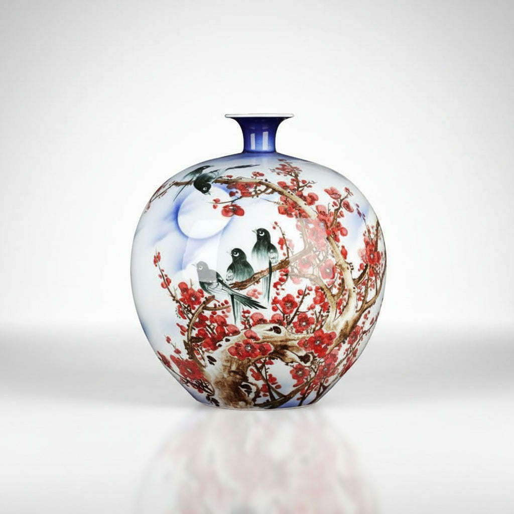 Painted Porcelain Spherical Vase Isolated View
