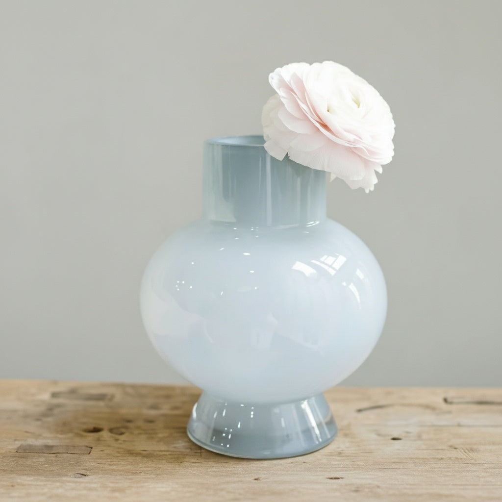 Pale Blue Glass Pedestal Vase