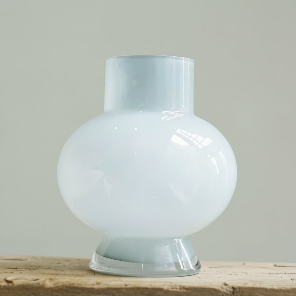 Pale Blue Glass Pedestal Vase