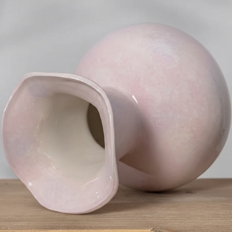Top view showing interior of wavy rim vase