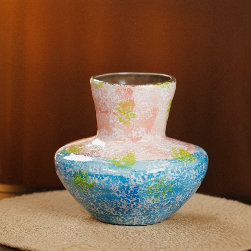 Pastel Patterned Ceramic Flared Vase
