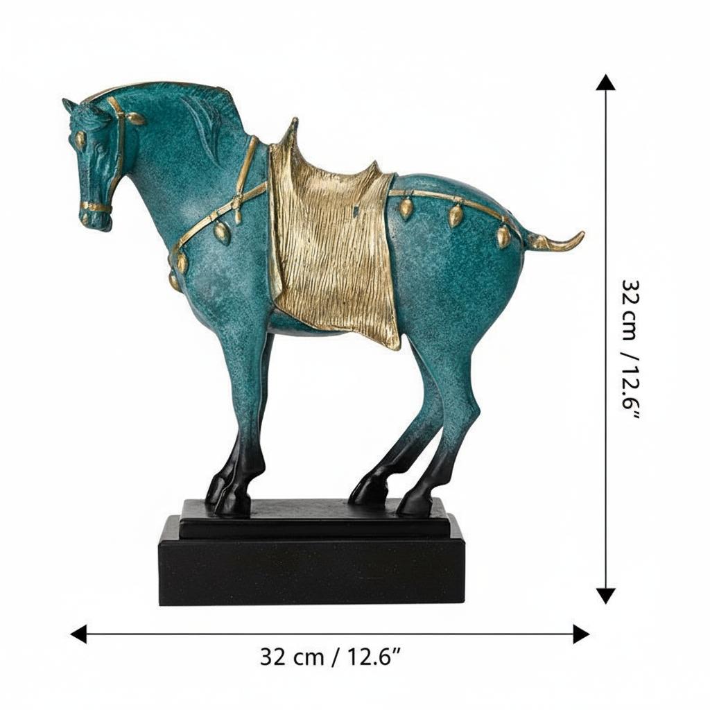 Dimension diagram of large horse sculpture 32cm height