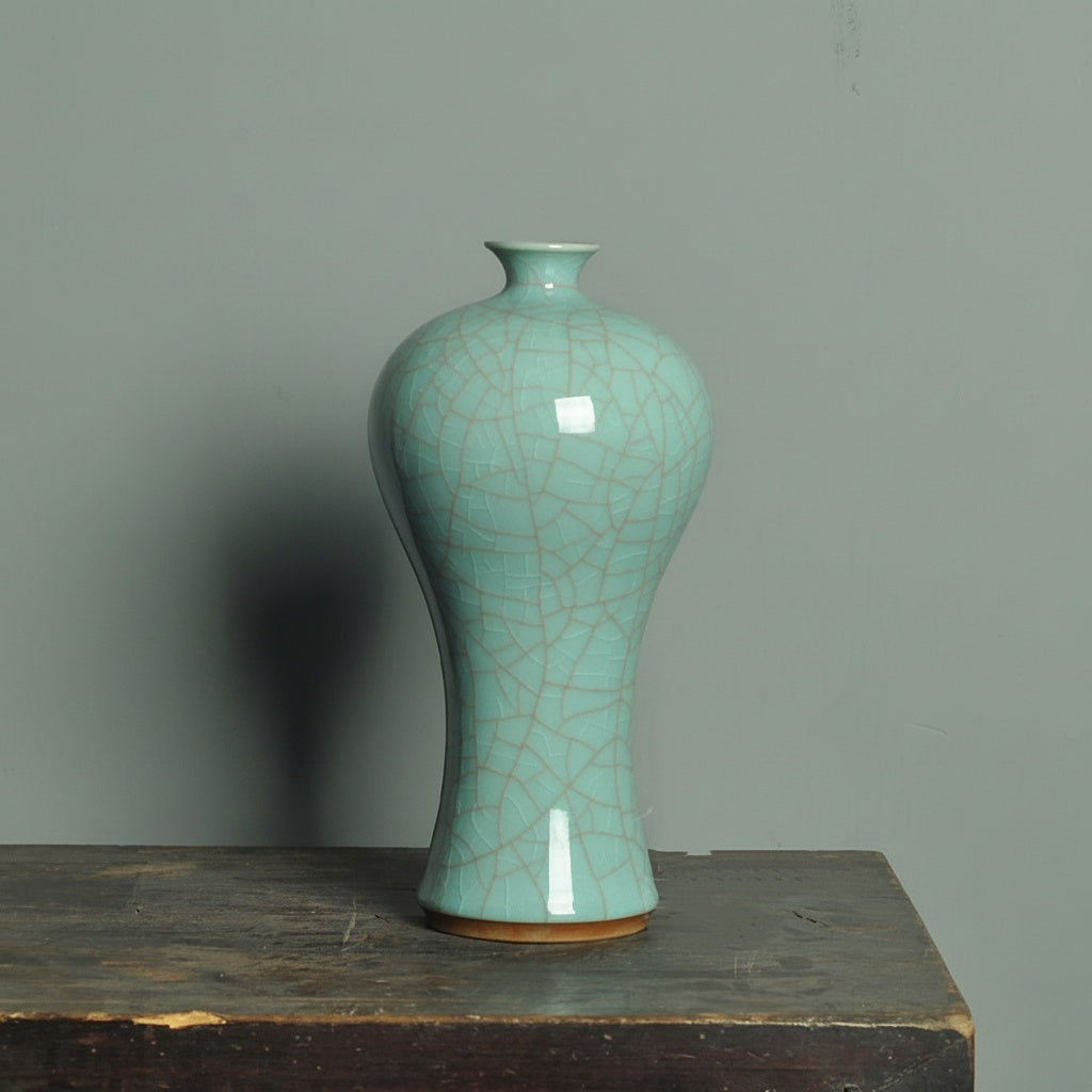 Patterned Celadon Ceramic Tapered Vase