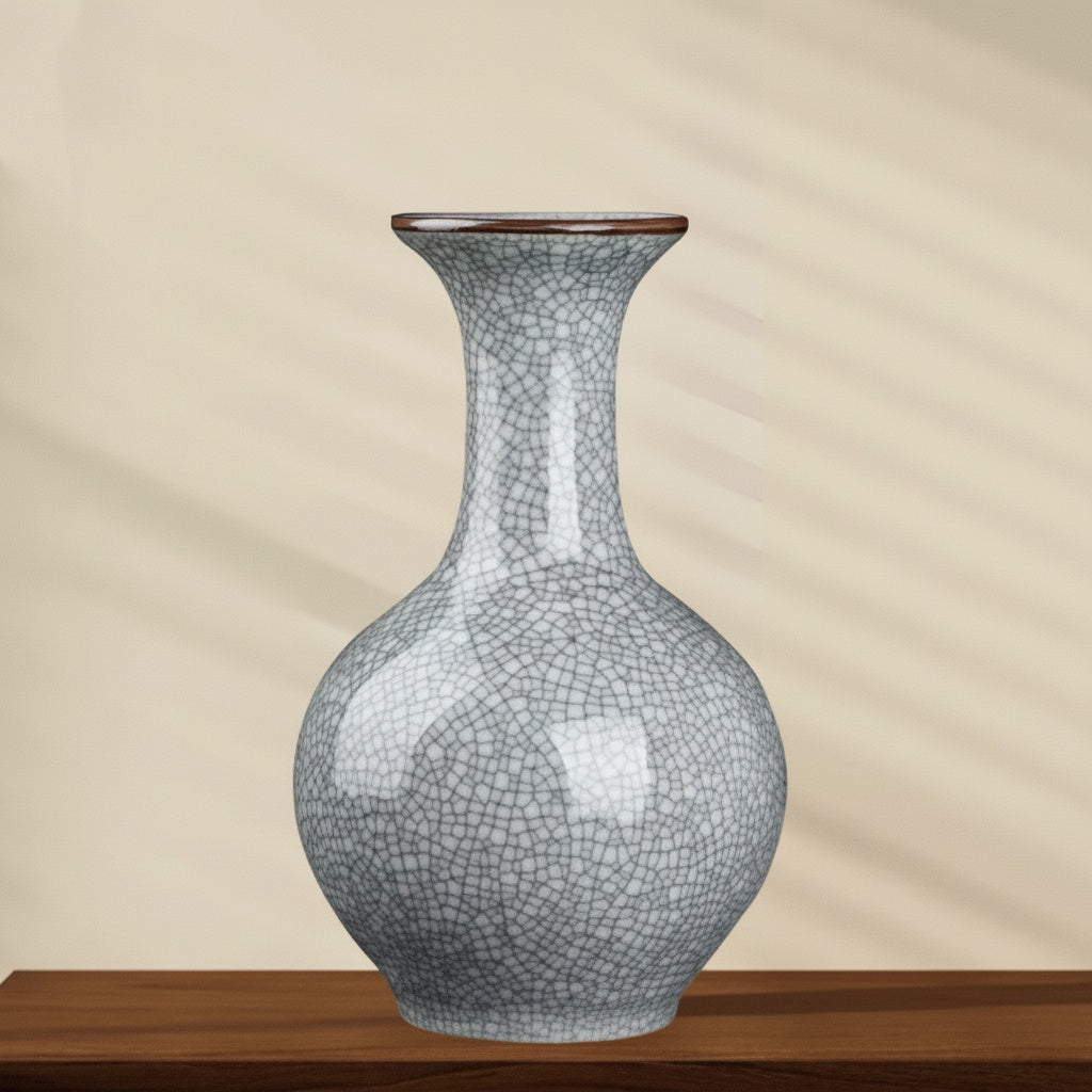 Patterned Celadon Ceramic Flared Vase