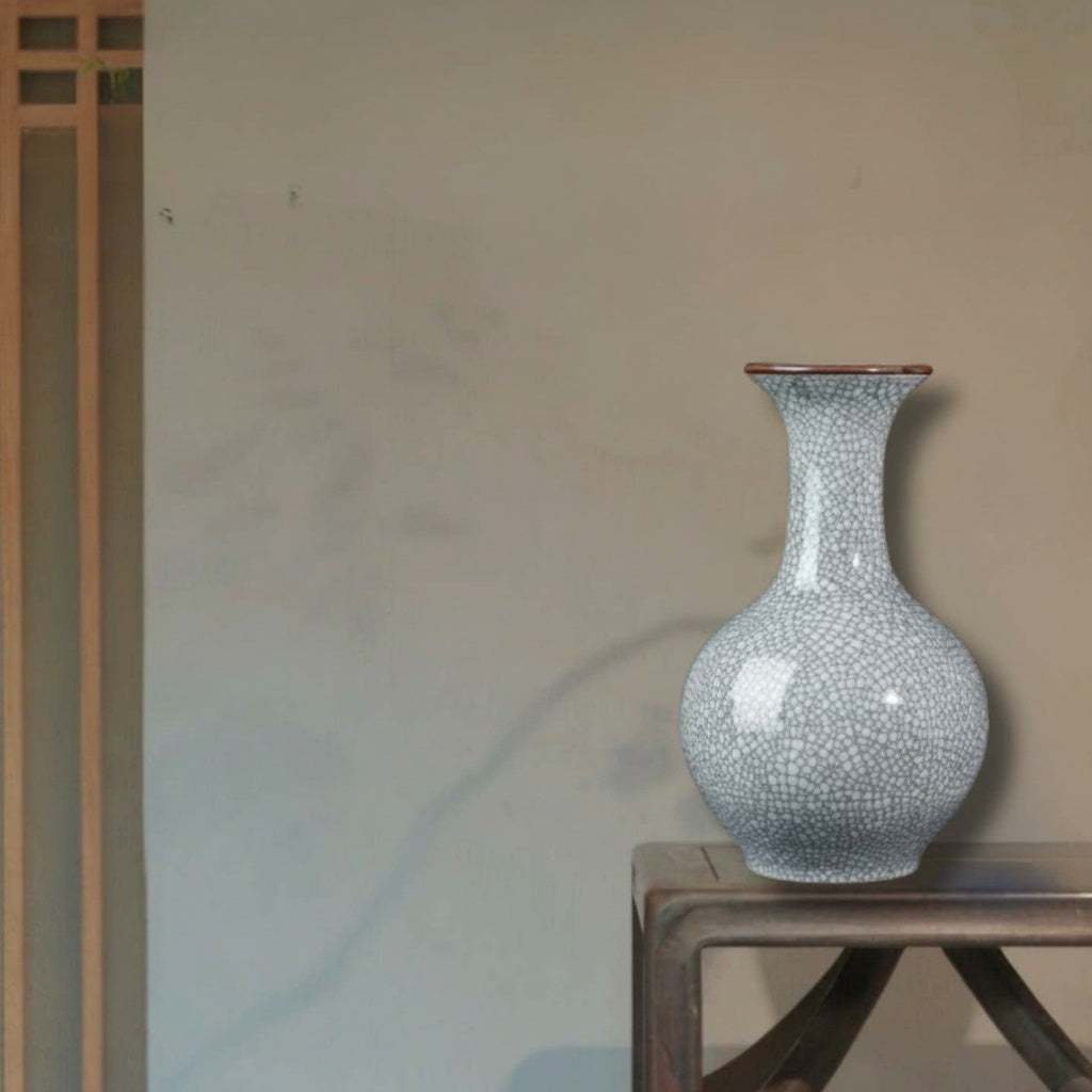Patterned Celadon Ceramic Flared Vase