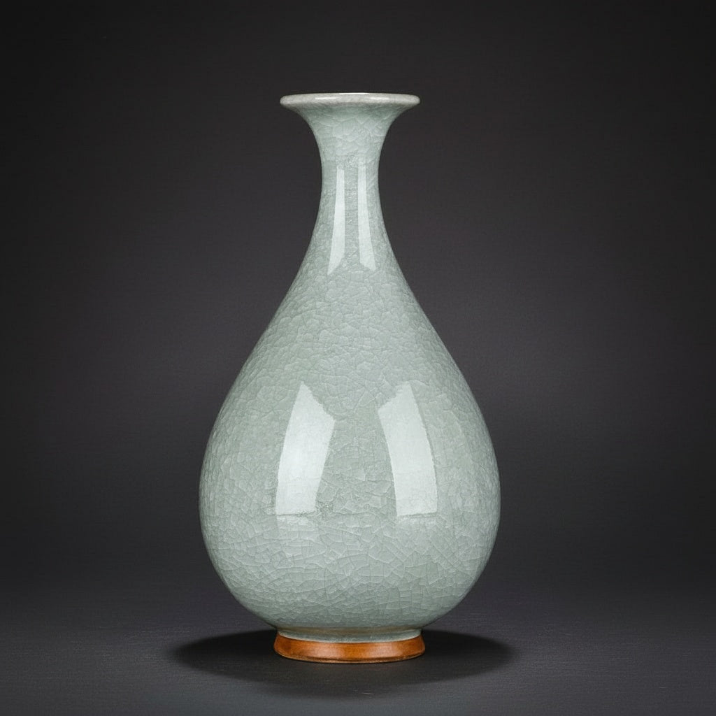 Patterned Celadon Porcelain Teardrop Vase