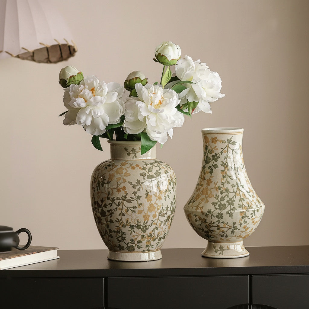 Patterned Ceramic Floral Vase