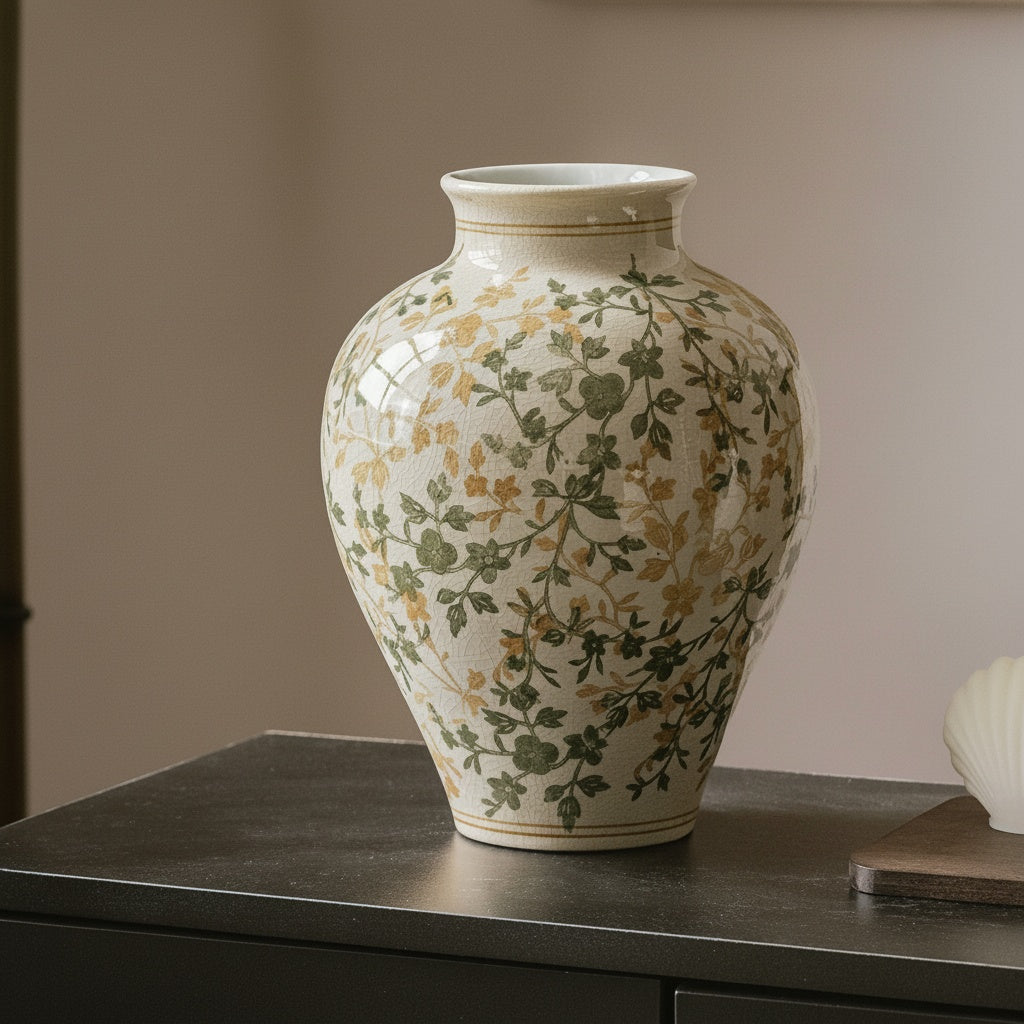 Patterned Ceramic Floral Vase
