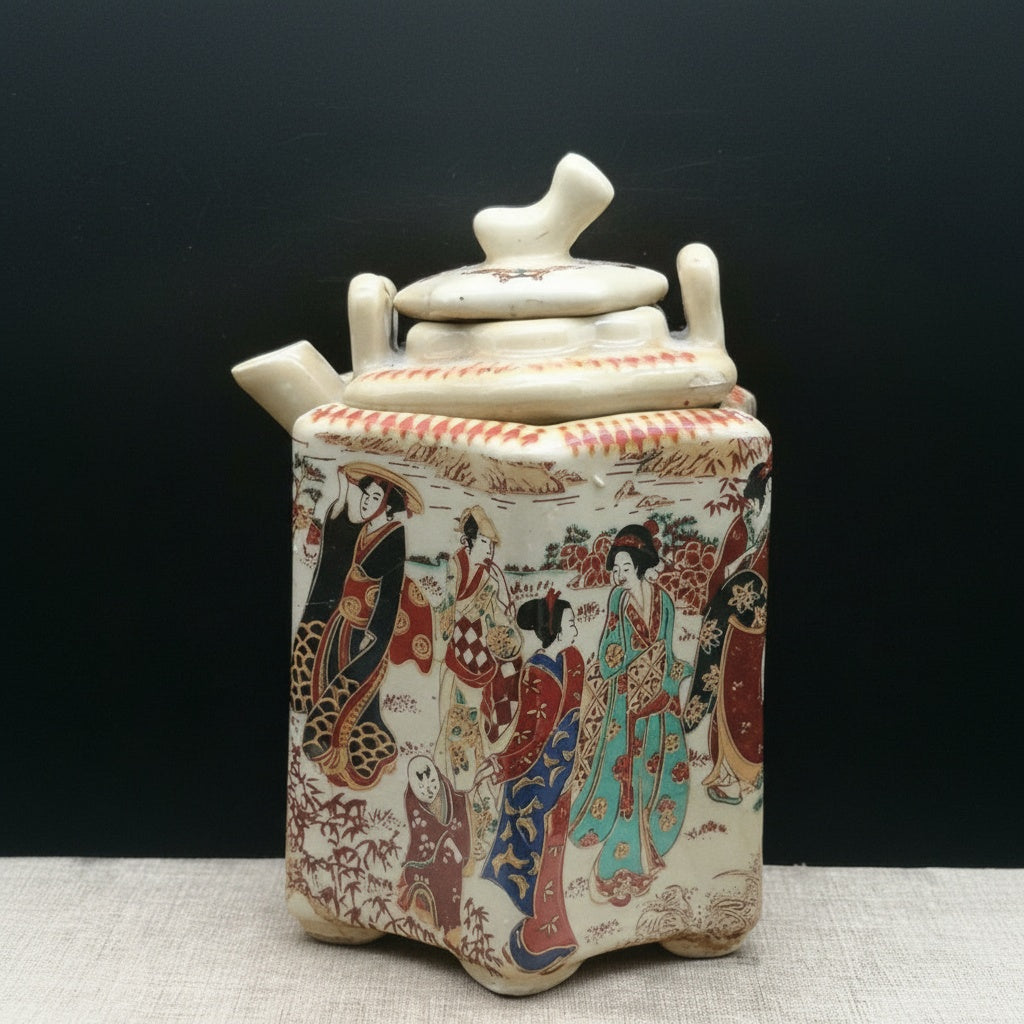 Patterned Ceramic Hexagonal Teapot