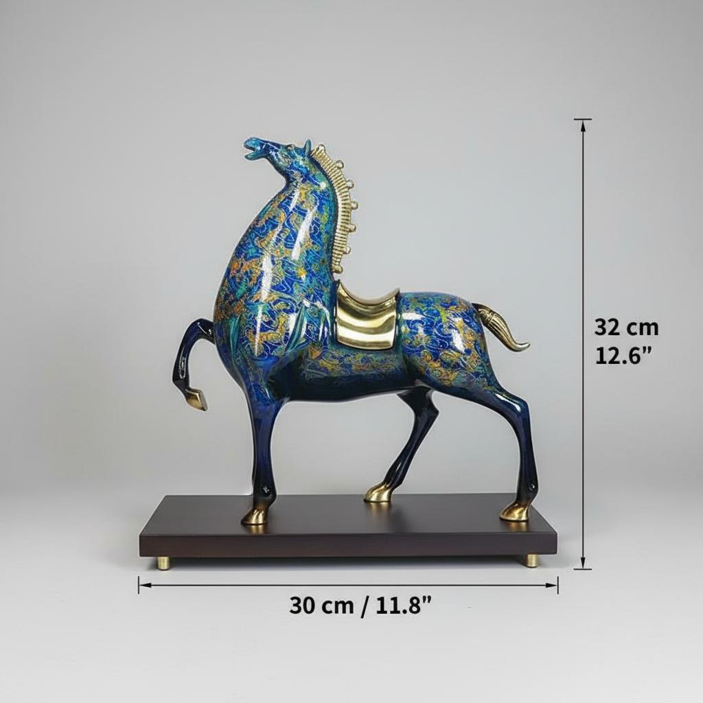 Blue copper horse sculpture dimensions