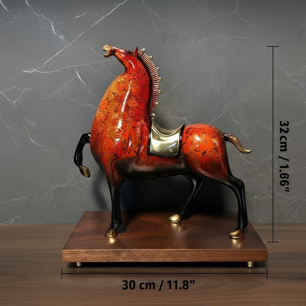 Orange copper horse sculpture dimensions