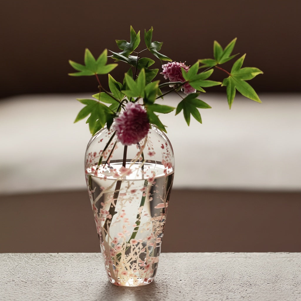 Patterned Glass Teardrop Vase
