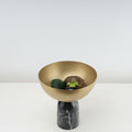 Perforated Brass & Black Marble Pedestal Bowl