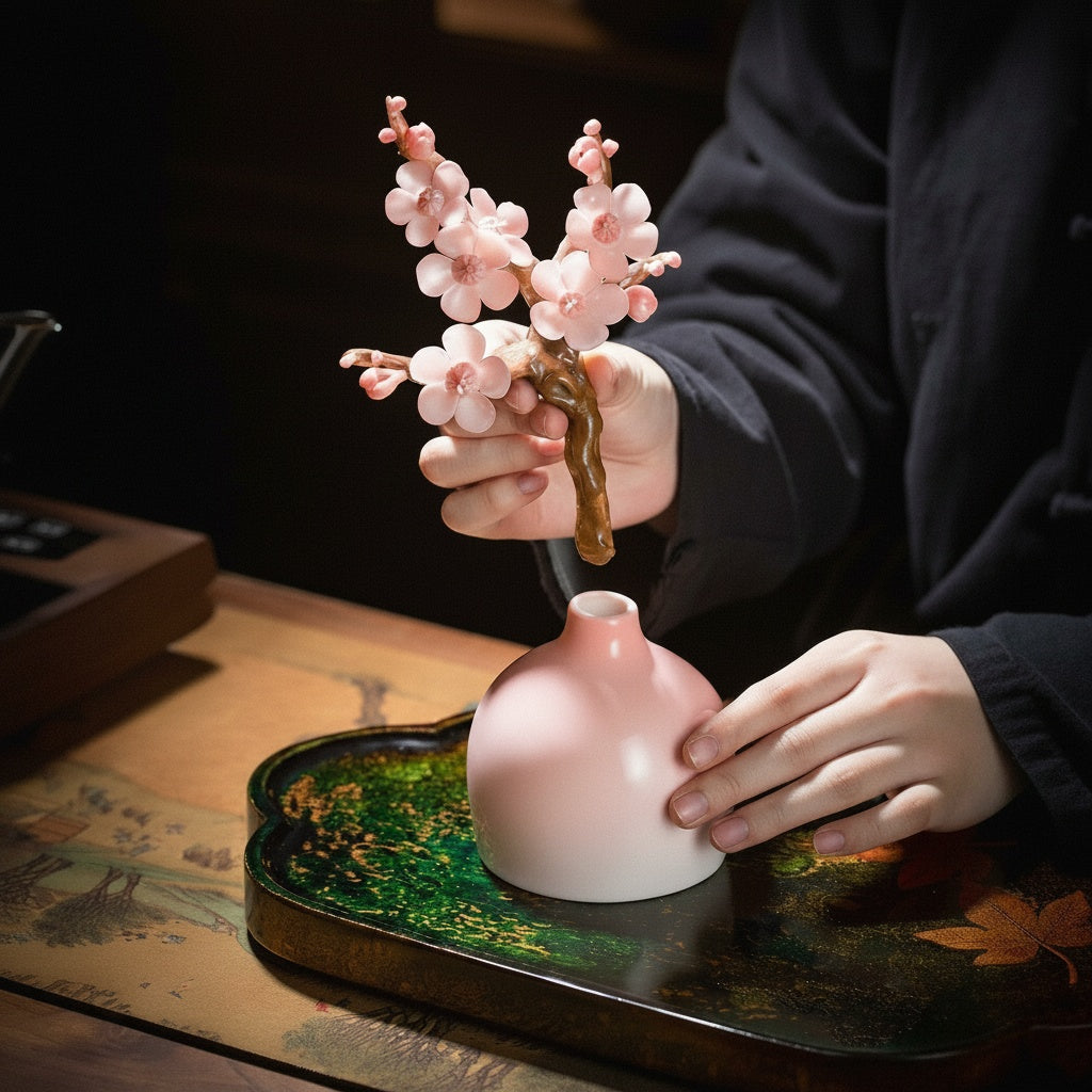 Pink Ceramic Bulbous Decorative Vase