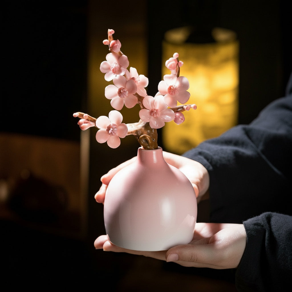 Pink Ceramic Bulbous Decorative Vase
