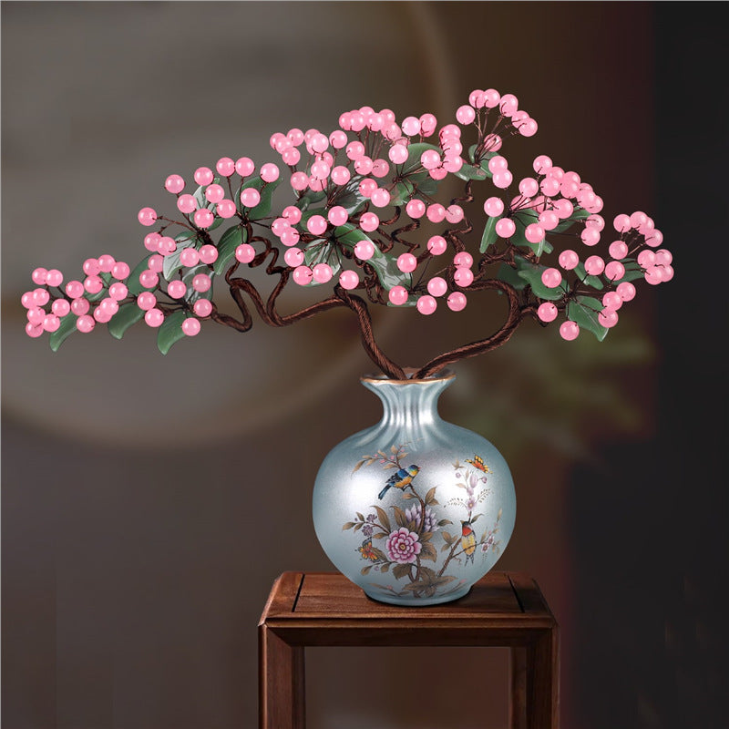 Detailed view of pink berries and twisted branches