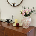 Pink Floral Patterned Ceramic Vase