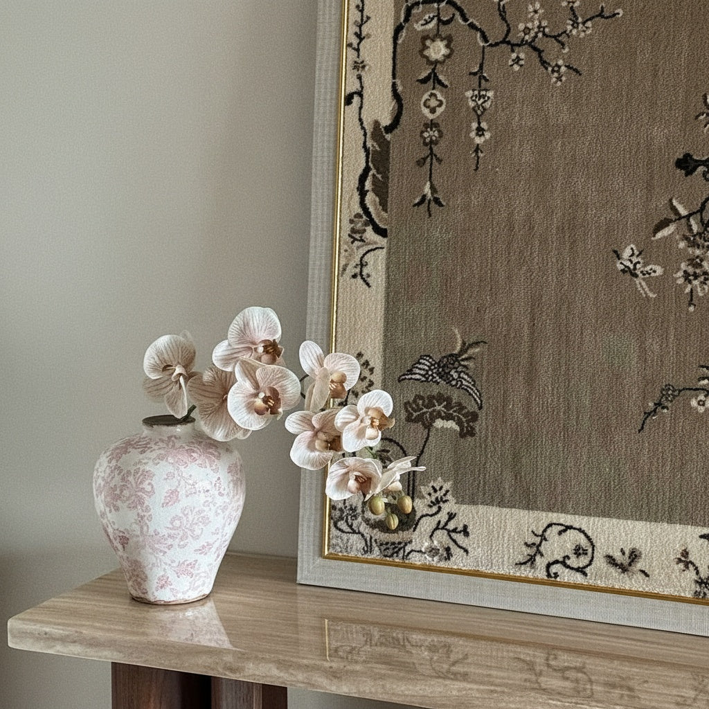 Pink Floral Patterned Ceramic Vase