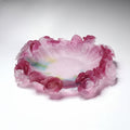 Pink frosted glass bowl with sculpted rose rim