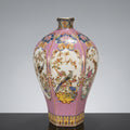 Pink And Gold Porcelain Faceted Decorative Vase Alternate Angle