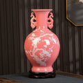 Pink Porcelain Floral Handled Vase