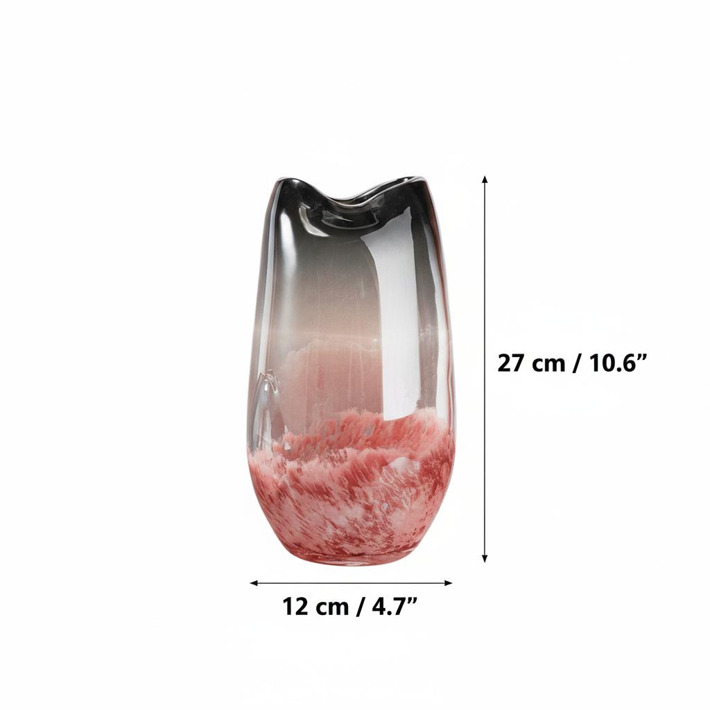 Dimensions of large gradient glass vase 27cm height
