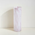 Pink And White Marbled Glass Cylindrical Vase