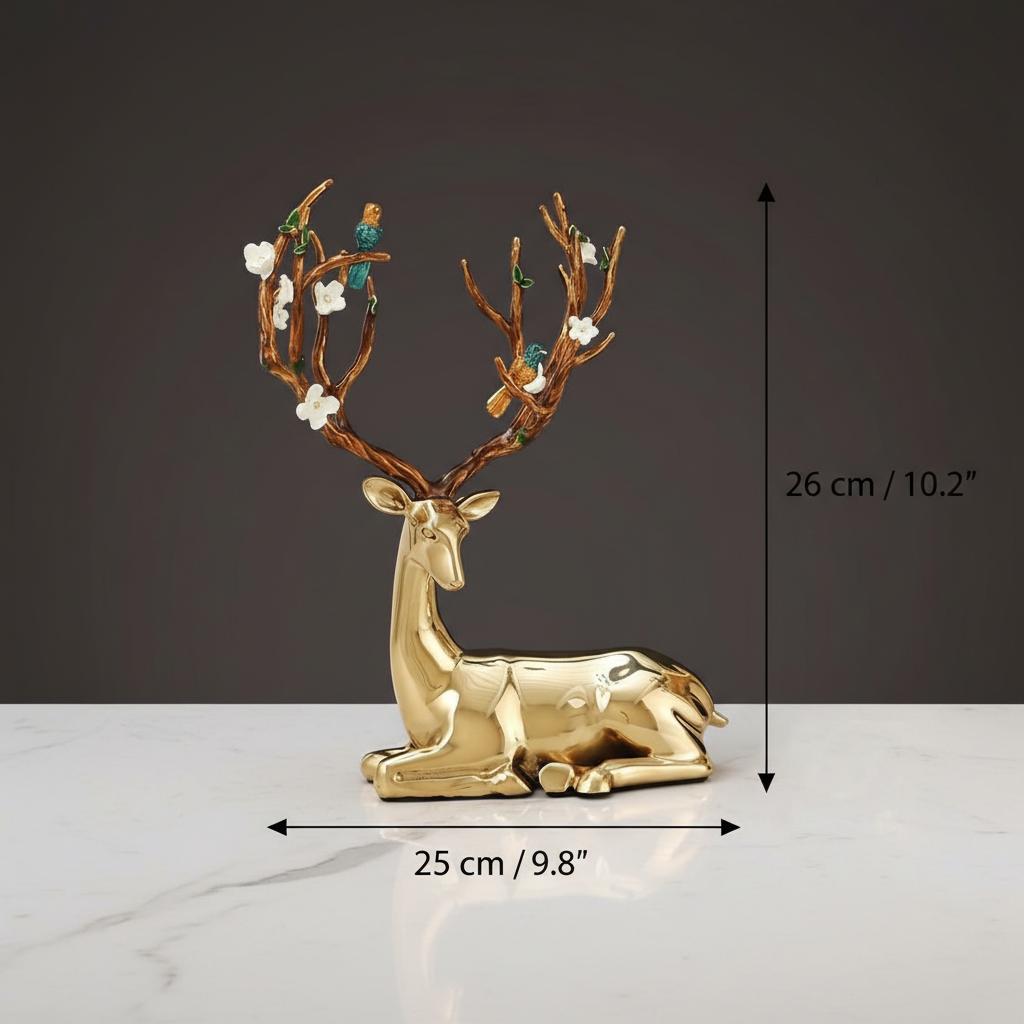 Dimensions of medium sitting deer sculpture