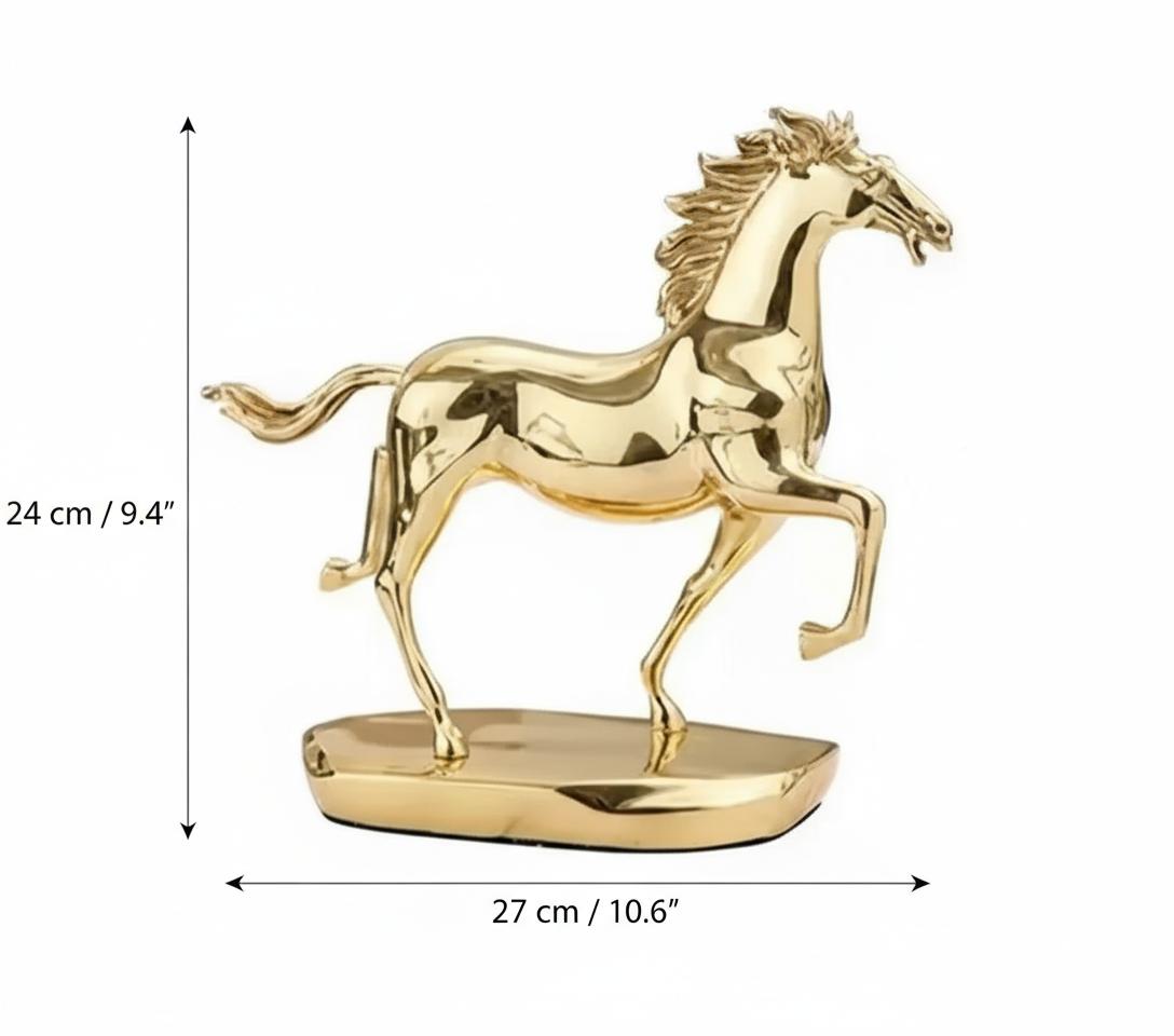 Dimensions of gold rearing horse sculpture