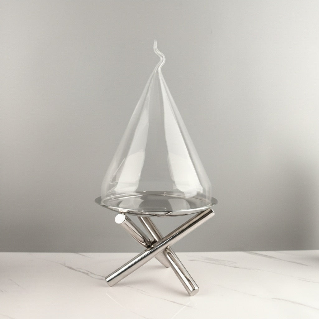 Polished Steel And Glass Conical Display Cloche