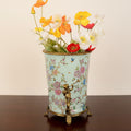 Porcelain and brass chinoiserie jardiniere with floral pattern front view