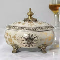 Porcelain And Brass Lidded Decorative Bowl Closed
