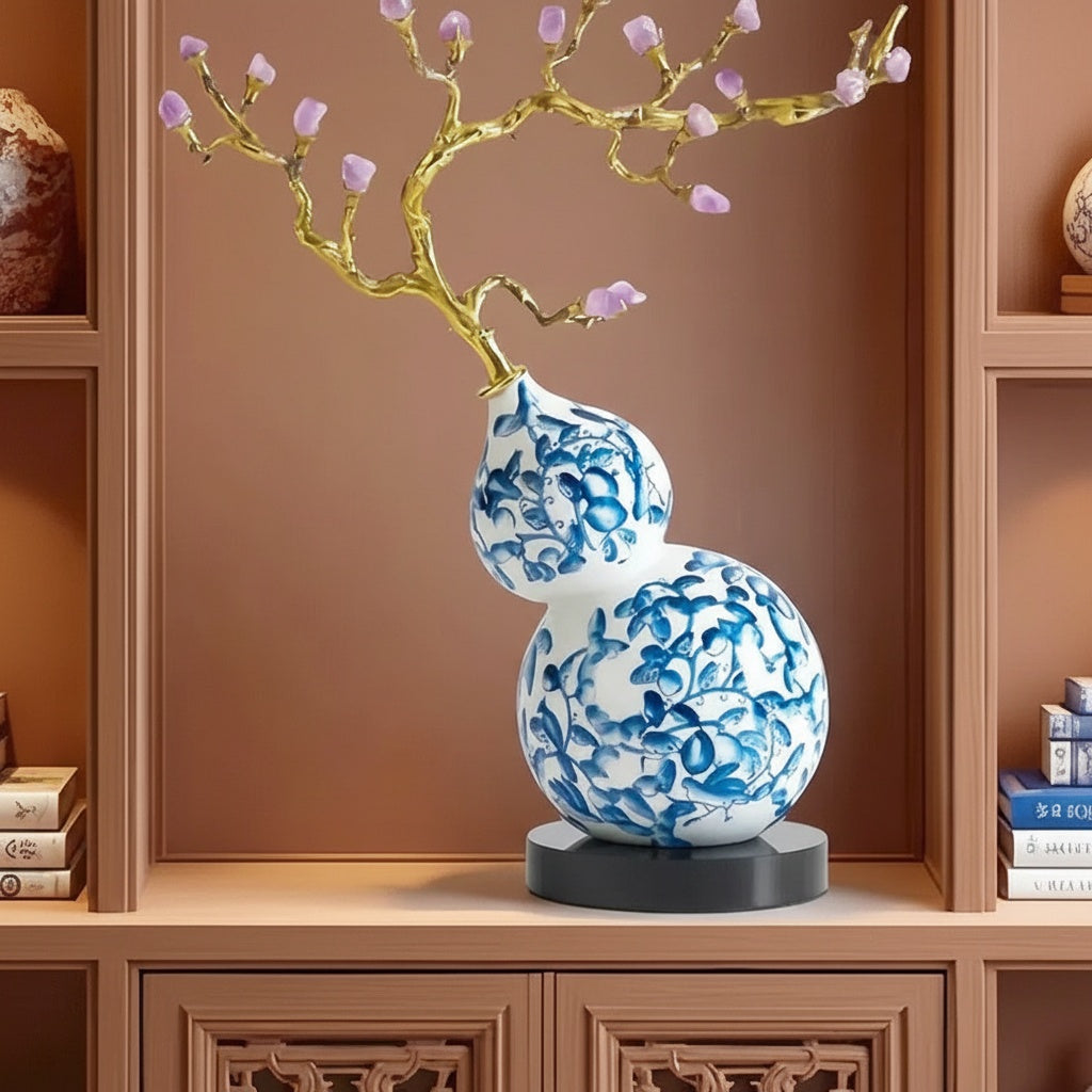 Porcelain Gourd & Metal Branch Sculpture
