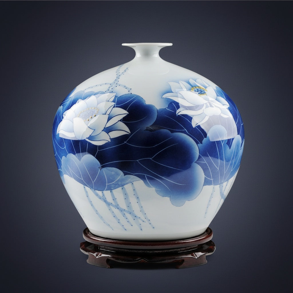 Porcelain Round Lotus Vase