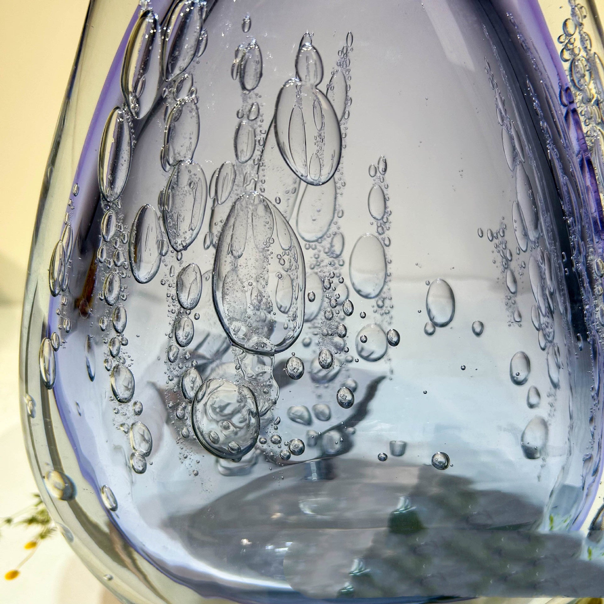 Close up detail of controlled bubbles in glass
