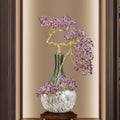 Purple Crystal & Gold-Tone Bonsai Tree Sculpture