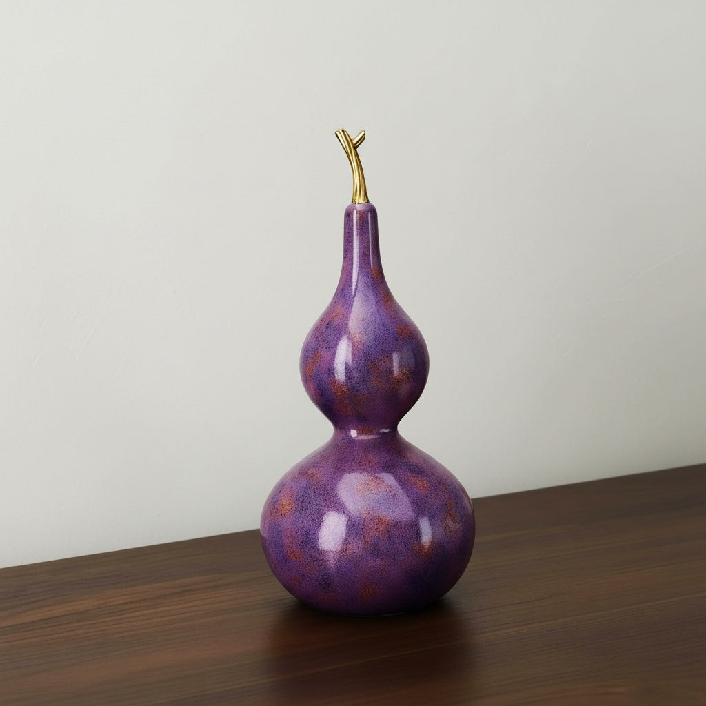 Purple resin art object against white wall
